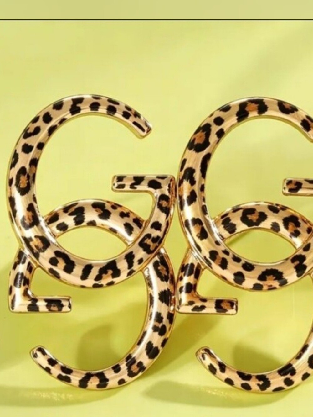 New Leopard Print  Double G Stud Circle Statement Earrings 1 1/2"